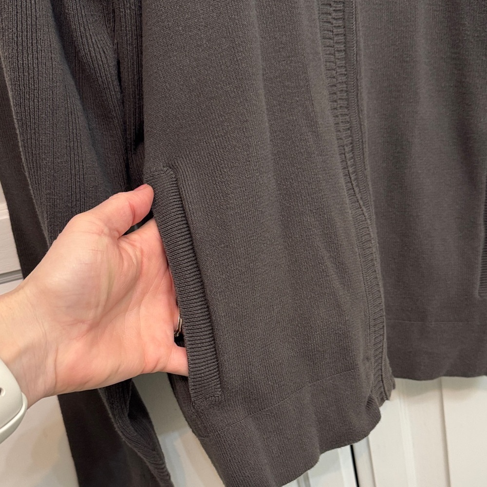 Calvin Klein Charcoal Full-Zip Academia Cardigan. Size L. - Picture 4 of 7